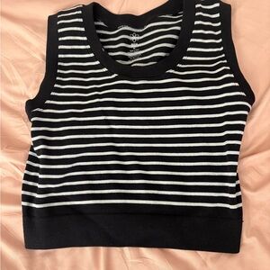 Aura Black and White Striped Crop Top